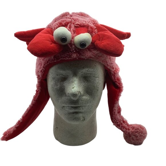 Maine Red Lobster Plush Hat Cat Down by the Sea Ear Flaps Ocean Sea Novelty OS - Picture 1 of 6